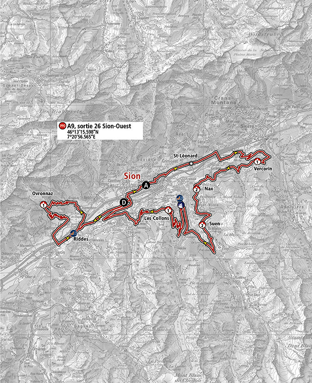 Tour of Romandie stage 4 map